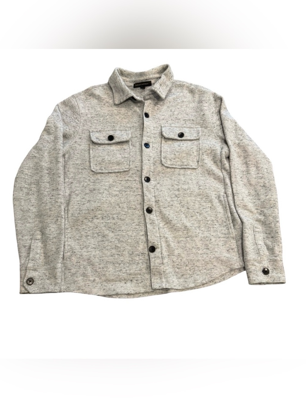 Banana Republic Gray Knit Shirt Jacket Men’s Medium Button Front Overshirt